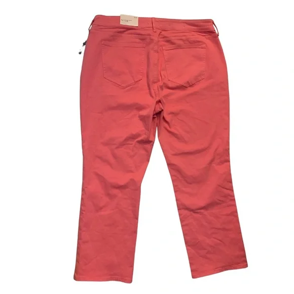 NYDJ Marilyn Straight Ankle Pink Jeans 16W Plus Size Coral Salmon Denim Crop - Picture 6 of 10